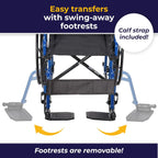 Blue Racing-Style Wheelchair With Swing-Away Footrests, 18 Inches - 530-1-G
