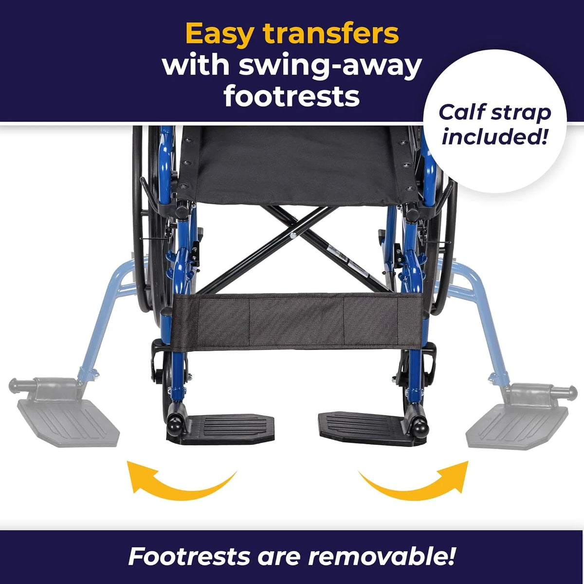 Blue Racing-Style Wheelchair With Swing-Away Footrests, 18 Inches - 530-1-G
