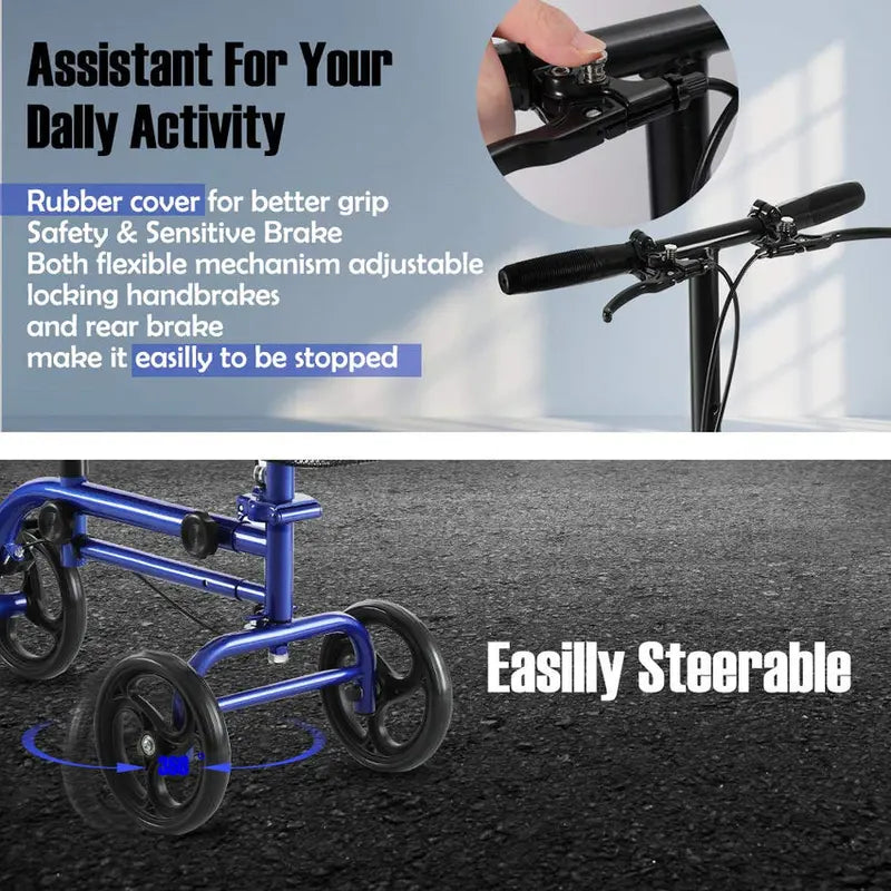 RINKMO Lightweight Steerable Knee Scooter With 8-Inch PVC Wheels