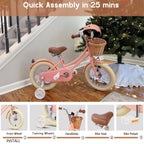 Glerc Girls' Kids' Bike, 12 inch, Pink, Ages 2-4 Years - Little Molly