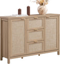 SICOTAS Sideboard Buffet Coffee Bar Cabinet With 3 Drawers And 2 Doors, 52in - Light Oak