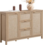 SICOTAS Sideboard Buffet Coffee Bar Cabinet With 3 Drawers And 2 Doors, 52in - Light Oak