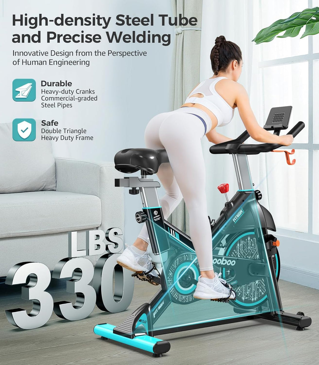 pooboo Indoor Exercise Bike With Adjustable Resistance And Belt Drive