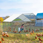 10 x 10 ft Metal Chicken Coop Walk-In Poultry Cage With Waterproof Cover