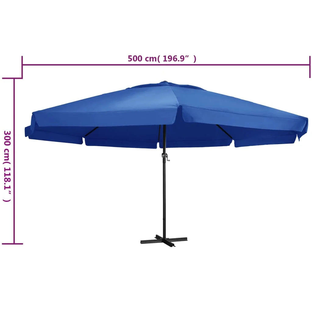 vidaXL Garden Parasol, Azure Blue Polyester With PA Coating, 196.9in x 118.1in
