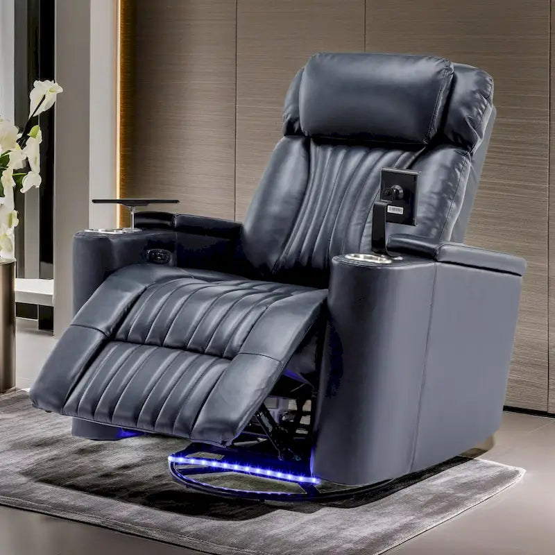 Power Home Theater Recliner Chair, 34.6 D x 38.2 W x 41.4 H, 110-160 Recline, 270 Swivel