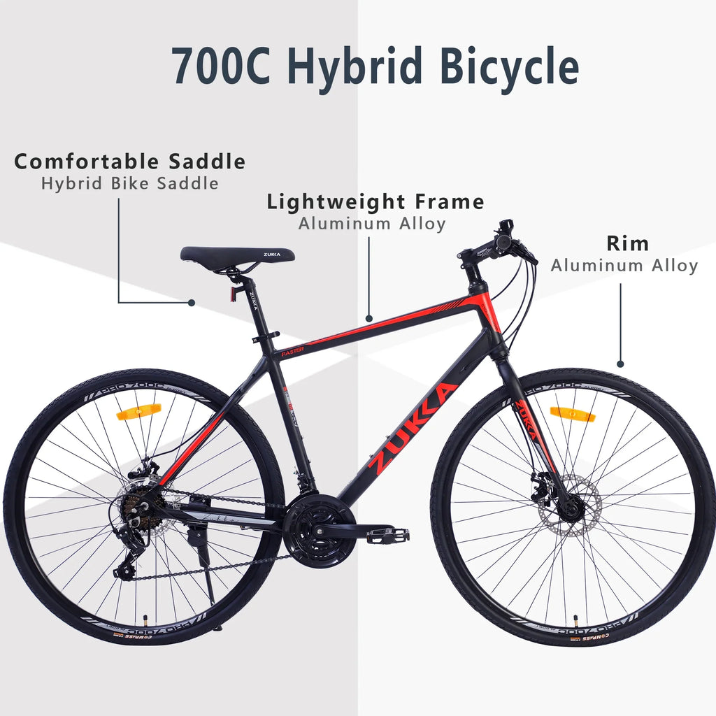 21 Speed Hybrid Bike 700C Disc Brake City Bicycle
