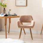 HengMing Faux Fur Mid Century Dining Side Chairs With Painted Steel Legs