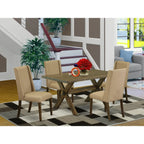 HomeStock 5-Piece Dinette Set With 4 Upholstered Parson Chairs And Dining Table - Brown