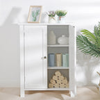 HomGarden 2-Door Bathroom Floor Storage Cabinet With Adjustable Shelves, 11.8in W, White