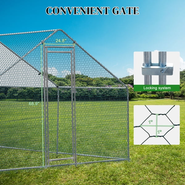 Al Fresco Metal Chicken Coop With Waterproof Cover, Silver, 10 x 10 ft