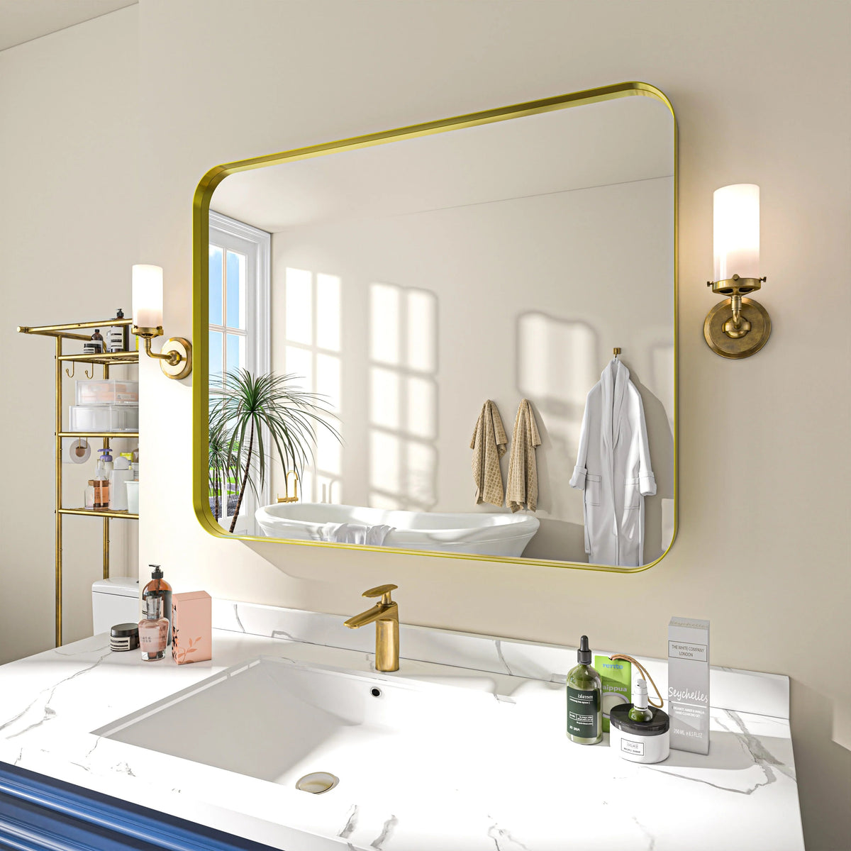 Aluminum Alloy Rounded Corner Wall Vanity Mirror
