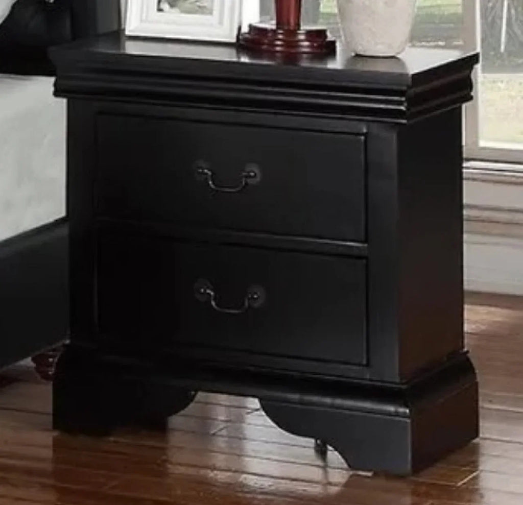 Black Louis Philippe Style California King Sleigh Bed With 2x Nightstands - 3pc Set