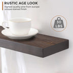 Set Of 2 Handcrafted European Pine Floating Wall Shelves, 16inch/24inch/36inch, Grey/Espresso/Walnut
