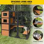 Aivituvin Large Cat Catio, 4 Tiers, Weatherproof Roof, 70in H x 77in L - AIR54