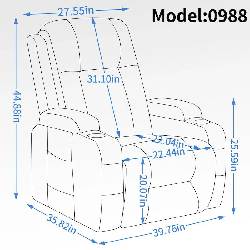 Lazy Boy Power Lift Recliner Chair With Massage, Lumbar Heating, USB Port And Cup Holders - Single Motor