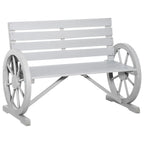 Outsunny Wooden Wagon Wheel Bench, 2-Person, Fir Wood, Carbonized, 41.5in L x 23.25in W x 29.5in H - 84B-183