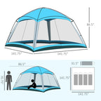 Outsunny 12' x 12' 8 Person Screen House Tent With Carry Bag And 4 Mesh Walls - Sky Blue