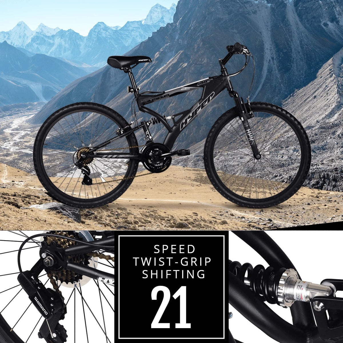 Hyper Bicycles Men's Havoc Mountain Bike, 26 inch, 21 Speed, Black