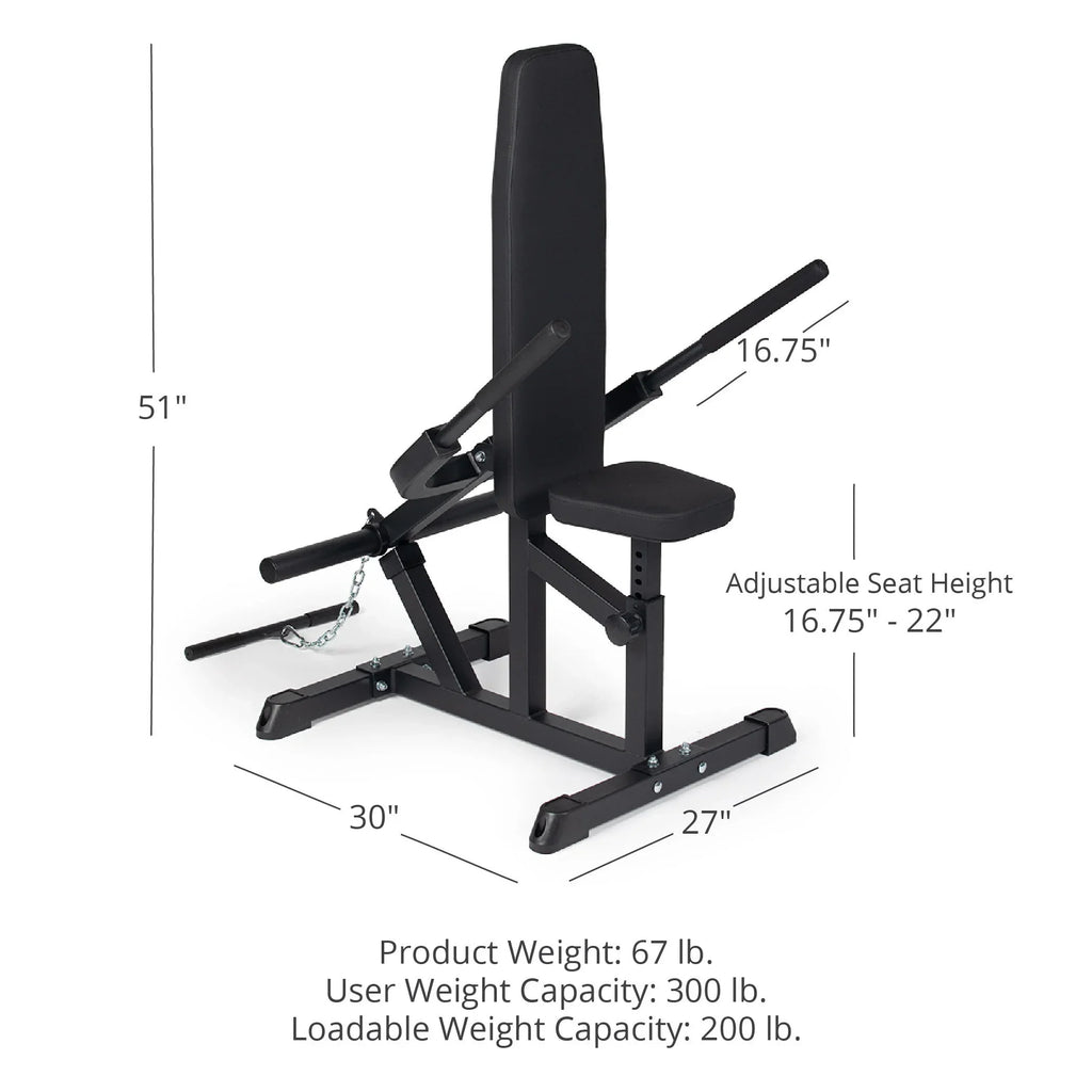 Titan Fitness Plate-Loaded Seated Dip Machine, 200 LB, Adjustable 16.75in To 22in Seat Height