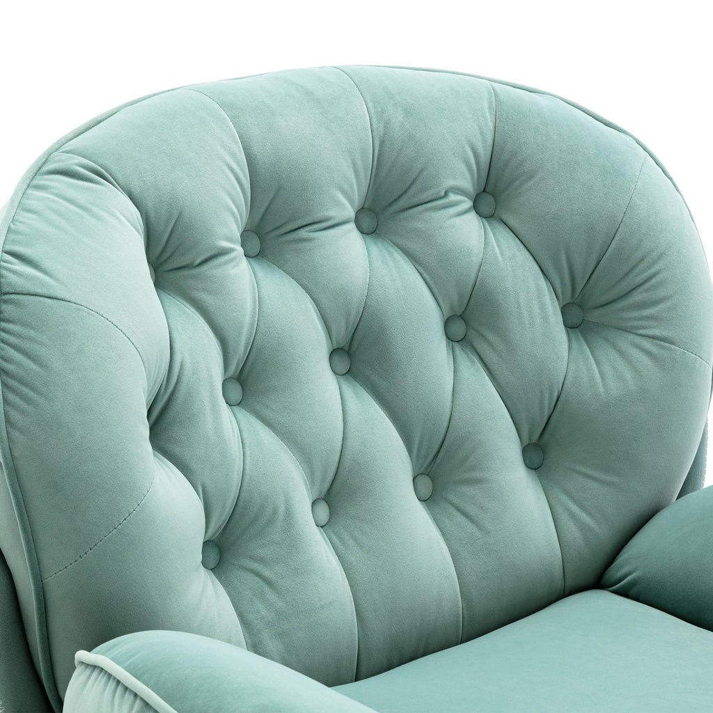 Velvet Swivel Accent Chair With Ottoman Set, Pink, 31.73 x 33.5 x 33.78 Inches