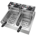 Electric Countertop Dual Tank Deep Fryer, 5000 Watt, Stainless - CB15401