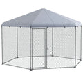 PawHut Large Metal Coop Run With Waterproof Anti-UV Cover, 13 ft x 11.4 ft x 8.6 ft