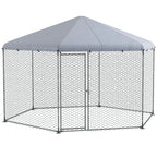 PawHut Large Metal Coop Run With Waterproof Anti-UV Cover, 13 ft x 11.4 ft x 8.6 ft