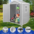 Seizeen Resin Outdoor Storage Shed With Floor, Light Gray, 82 in H
