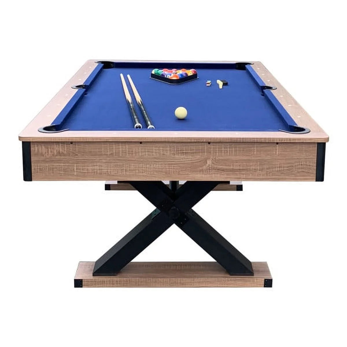 Bluewave Pool Table 7-Ft, Driftwood Melamine, Dark Blue Wool Felt - Excalibur