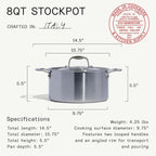 Made In Cookware Stainless Steel Stock Pot With Lid, 8 Quart, 5 Ply