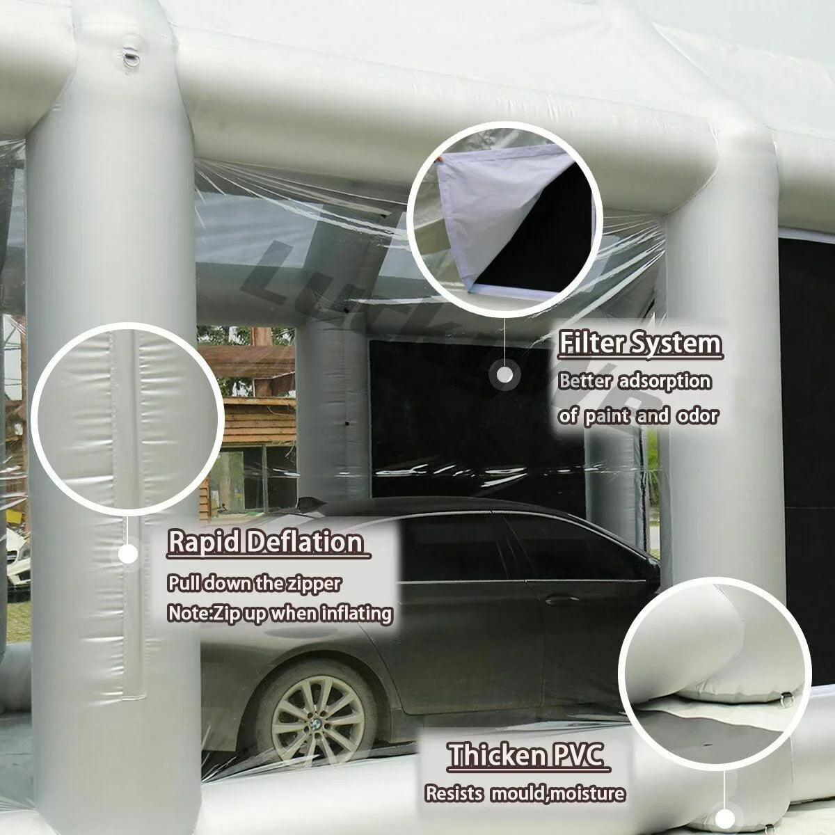 Inflatable Spray Paint Booth Tent 28X15X10FT With Two Blowers - 950W+280or380W