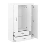 3-Door Mirror Wardrobe With Shelves And 2 Drawers - White Or Gray