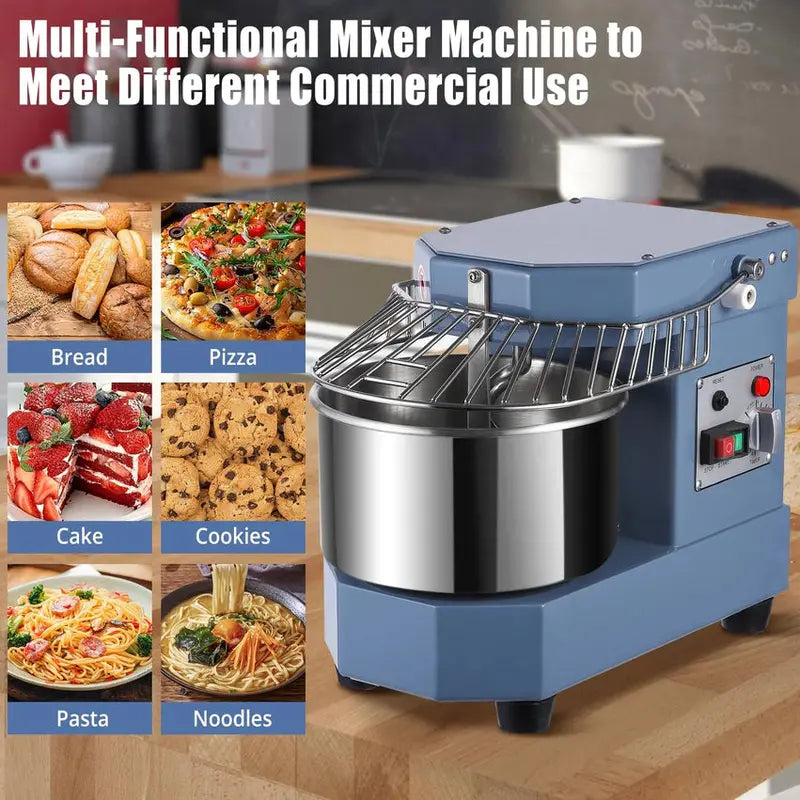 Commercial Food Mixer - 8-Quart, 450W, Dual-Arm Kneading, Stainless Steel Bowl, Safety Shield And Programmable Timer