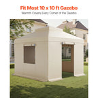 KFFKFF Winter Gazebo Cover for 10 x 10 ft Double-Tiered Gazebos, Beige - LTS-MM180-1010