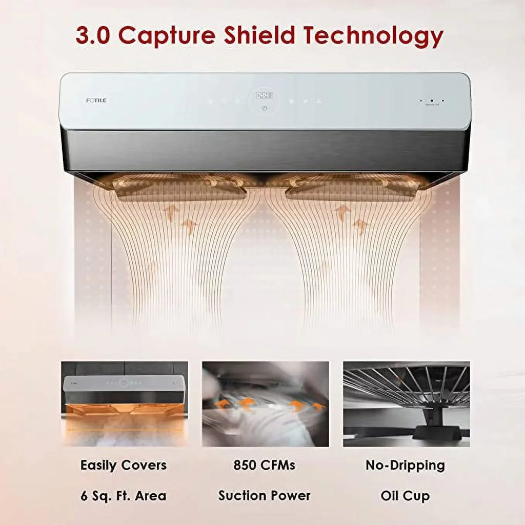 FOTILE Pixie Air Series Slim Line Under-Cabinet Range Hood With WhisPower Motors And Capture-Shield Technology - UQG3002