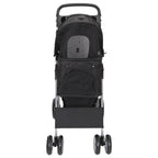HomGarden 4 Wheel Foldable Pet Stroller Carrier Cart With Storage Basket And Cup Holder - Black