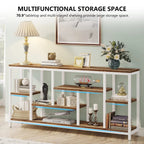 3-Tier Console Sofa Table With Storage, 70.9 Inch
