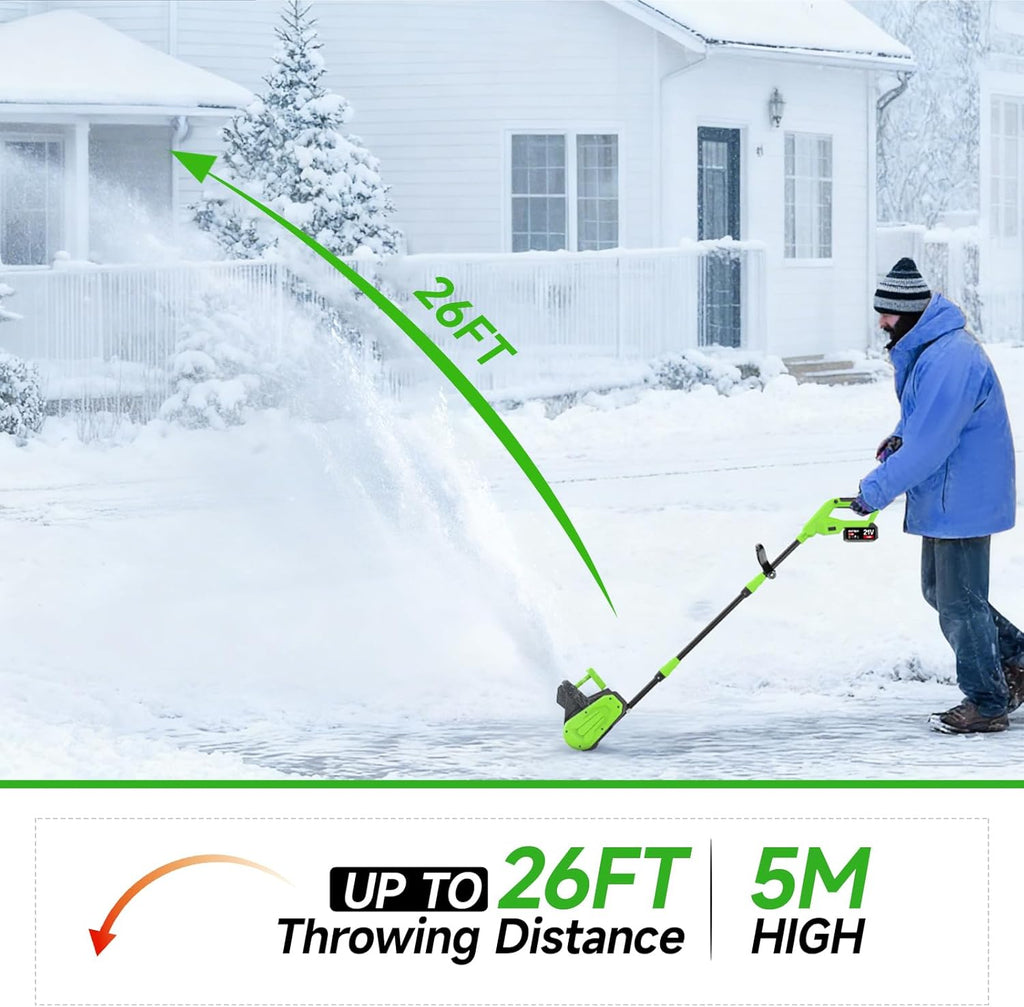 GEARPASS Cordless Snow Shovel 21V 16-Inch With 2 3000mAh Recharge Batteries