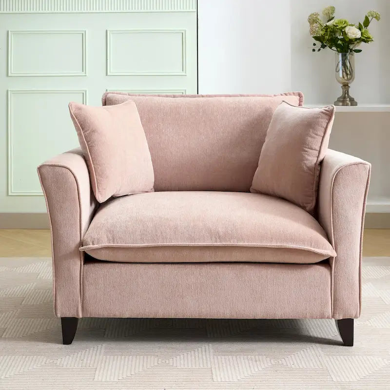 Oversized Chenille Fabric Armchair With 33.9 in Wide Seat Cushion