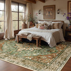 8x10 Washable Floral Medallion Area Rug With Non-Slip Backing