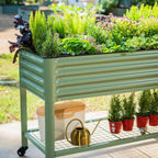Vego Garden Elevated Raised Garden Bed With Legs And Storage Rack, 2' x 4', Olive Green - V Series