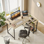 Small L-Shaped Computer Desk With Reversible Storage Shelves - 55-Inch / 47-Inch
