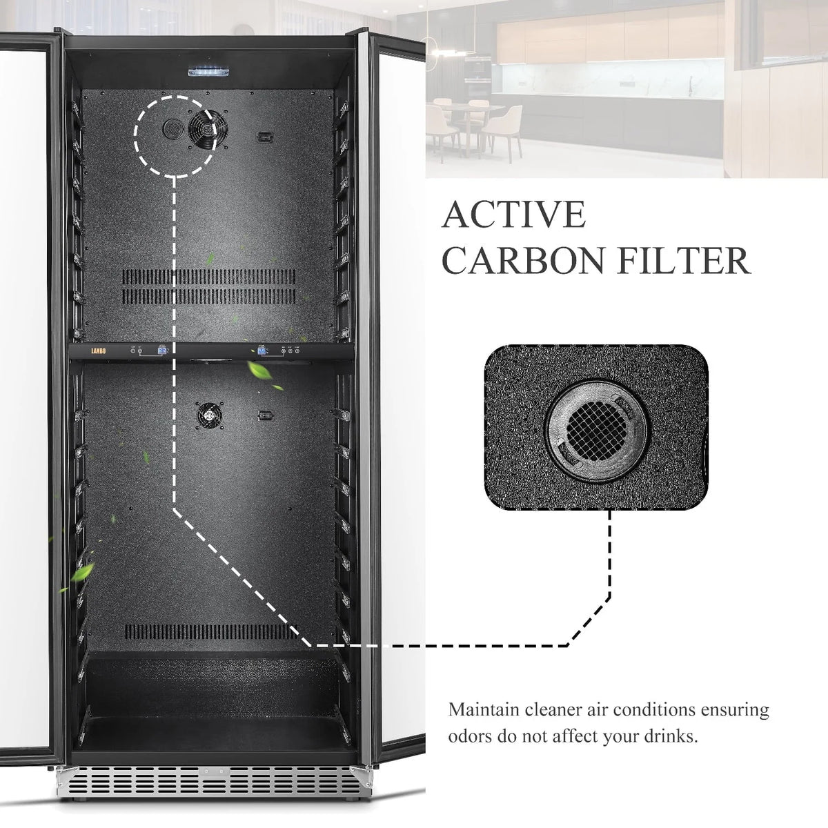 Lanbo 32 Inch 287 Bottle Dual Zone Compressor Freestanding Wine Refrigerator - LW328DD