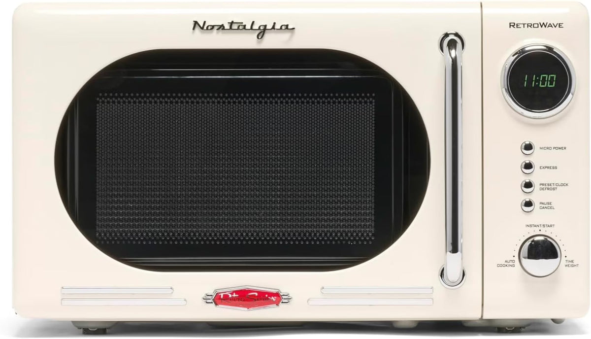 Nostalgia Retro Compact Countertop Microwave Oven 0.7 Cu. Ft. 700-Watts Orange