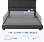 Queen Size Upholstered Platform Bed Frame With Headboard - Dark Gray Fabric