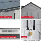 Rubbermaid Resin Outdoor Storage Shed With Floor, 7 x 7 Ft, Gray