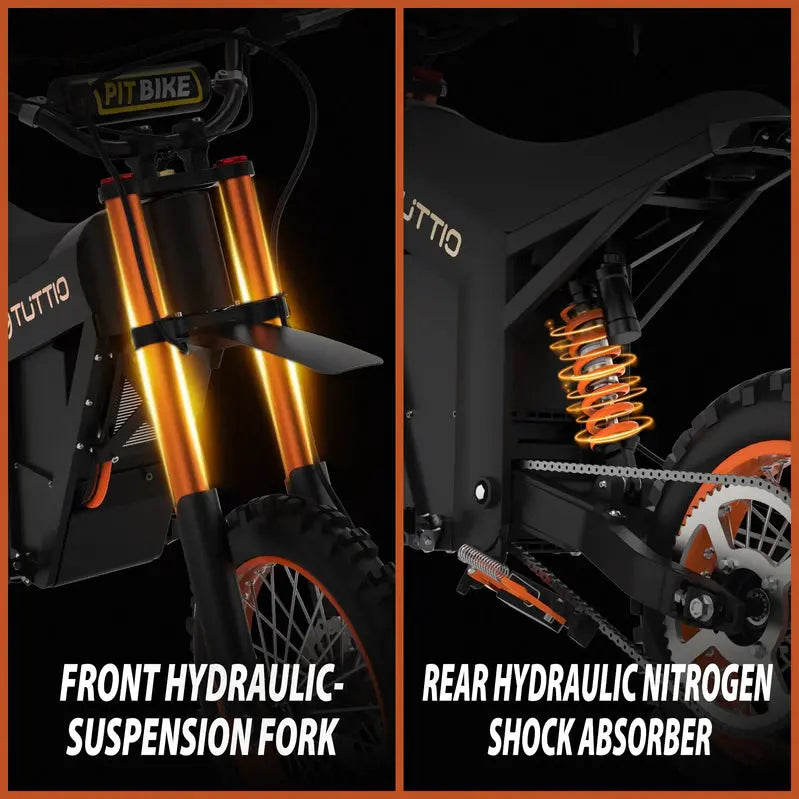 Tuttio Electric Dirt Bike 2000W 48V 21Ah 37 MPH Full Suspension 12 in And 14 in Tires - Soleil01