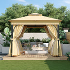 Outdoor Patio Gazebo With Mosquito Netting And Privacy Screens, 10'x10', Grey