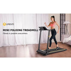 UREVO Folding Treadmill - 2.25HP, 12 HIIT Modes, 265 lbs Capacity, Yellow Or Red